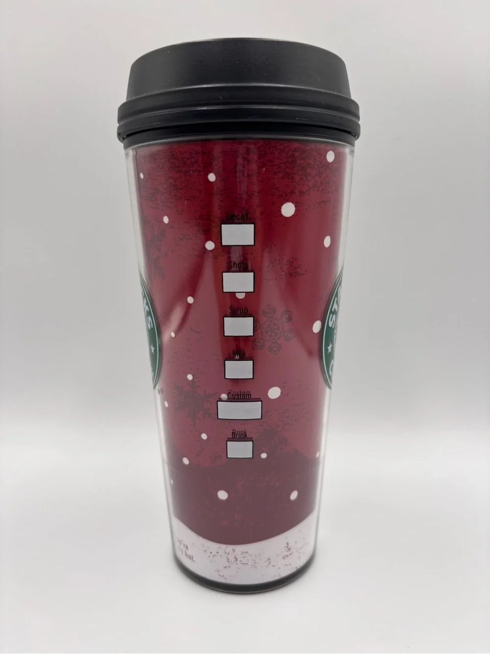 Starbucks Coffee 2008 Red Holiday Christmas Insulated Tumbler 16 Oz. Travel Mug